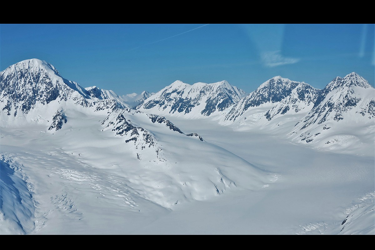 Looking up Valdez Glacier where we take our ski plane